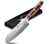 PAUDIN P4 – Couteau Santoku – Lame 17,5 cm – Couteau à Trancher – Couteau de Cuisine Professionnel – Couteau de Chef – Couteau de type japonais – Motif Damas – Ultra Tranchant