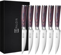 PAUDIN S3 – Couteaux à Steak – Lot de 6 – Couteaux à Steak Professionnels – Set de Couteaux – Motif Damas