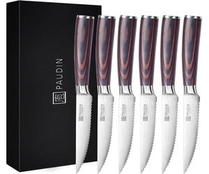PAUDIN S3 – Couteaux à Steak – Lot de 6 – Couteaux à Steak Professionnels – Set de Couteaux – Motif Damas