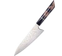 PAUDIN TI1 Couteau de Chef Professionnel 20 cm – Couteau de Cuisine – Véritable Acier Damas avec Cuivre – Manche Élégant en Bois et Époxy