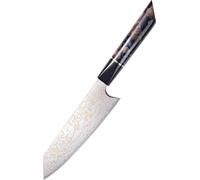 PAUDIN TI2 Couteau Gyuto Japonais Professionnel 18 cm – Couteau de Cuisine – Véritable Acier Damas avec Cuivre – Manche Élégant en Bois et Époxy