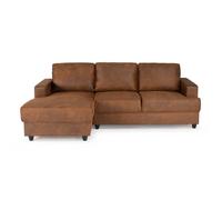 PAUL Canapé d'angle gauche 4 places - Tissu Marron vintage - Contemporain - L 215 x P 140 cm - Fabriqué en Ukraine