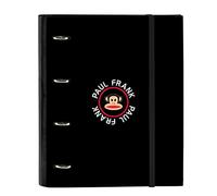 PAUL FRANK Campers Classeur 4 anneaux de 35 cm avec 100 feuilles A4, idéal pour les enfants de différents âges, confortable et polyvalent, qualité et résistance, 27 x 3,5 x 32 cm, Noir