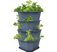 Paul Potato Starter portes d'ardoises surélevées empilables à 4 étages - bleu - balcon, jardin, terrasse - dessous de plat inclus