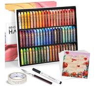 Paul Rubens Kit de pastels à l'huile, 60 couleurs de pastels à l'huile doux HaiYa Artist, vibrants et crémeux, et 10 feuilles de papier pastel à l'huile, 1 colle de masquage, 1 grattoir