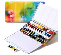 Paul Rubens Lot de 48 peintures aquarelles de classe professionnelle avec palette et boîte en métal portable pour artistes, étudiants, enfants, dessin, illustration