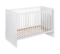 PAULA Lit bébé évolutif à barreaux vernis écologique design moderne, Blanc, 120x60 cm
