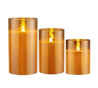 Pauleen 48121 Classy Golden Candle Cire avec Pile avec minuterie de 6 Heures Bougies LED kit de 3, Verre, 0.6 W