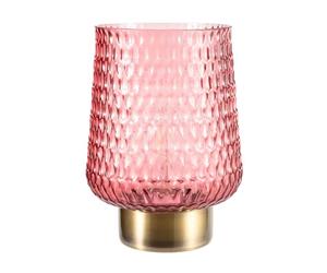 Pauleen 48134 Rose Glamour Lampe de table portable en verre Fonction minuterie Batterie 6H Lampe en verre sans câble Rose/métal