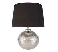 Pauleen 48222 lampe à poser Touch of Silver max. 20 Watt faite à la main noir, argent Lampe de chevet de look glamour en tissu, céramique E14