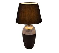 Pauleen 48226 lampe à poser Midnight Beauty max. 20 Watt faite à la main noir, argent Lampe de chevet de look glamour en tissu, céramique E27