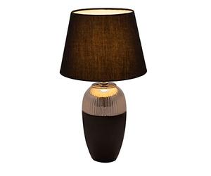 Pauleen 48226 lampe à poser Midnight Beauty max. 20 Watt faite à la main noir, argent Lampe de chevet de look glamour en tissu, céramique E27