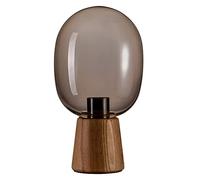 Pauleen 48232 lampe à poser Mystical Gleam max. 20 Watt en verre fumé, bois lampe de chevet de look boho naturel en verre, bois E27
