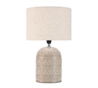 Pauleen Lampe à poser Tender Pearl – E14 max. 20W – Tissu & céramique faite à la main – Beige