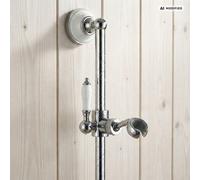 PaulGurkes Barre de douche rétro en céramique chromée colonne de douche nostalgique