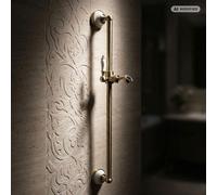 PaulGurkes Barre de douche rétro en céramique laiton bronze