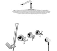 PaulGurkes Douche Pluie Ensemble de Douche Système Encastré 40 cm Douche Pluie Laiton