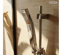 PaulGurkes Ensemble de barre de douche rectangulaire avec douchette et flexible