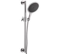 PaulGurkes Ensemble de barre de douche XXL avec douchette ronde et poignée croisée, barre de douche en chrome