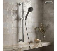 PaulGurkes Ensemble de douche avec robinet croisé, barre de douche, douchette, flexible, douche à encastrer
