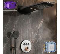 PaulGurkes Ensemble de Douche Noir Mat Rosé Encastré Cascade Select