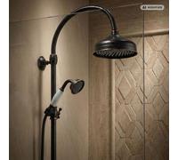 PaulGurkes Ensemble mural noir Douche pluie Rétro Système de douche Nostalgie