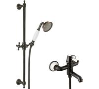 PaulGurkes Robinet de baignoire rétro noir avec ensemble de douche