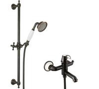 PaulGurkes Robinet de baignoire rétro noir avec ensemble de douche