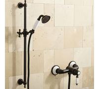 PaulGurkes Robinet de Douche Rétro Montage en Surface Nostalgie Noir Douchette Barre de Douche