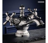 PaulGurkes Robinet de lavabo rétro antique à deux poignées compact