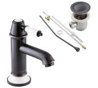 PaulGurkes Robinet Retro noir pour lavabo avec excentrique Nostalgie