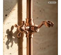 PaulGurkes Support de douche en cuivre Nostalgie en bronze rouge