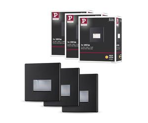 Paulmann 5223 Kit LED encastrés muraux Edge jeu de 3 carrés 80x5 mm 3x1,2W 3x50lm 230V 2700K noir dépoli