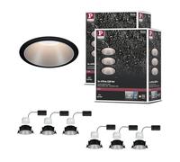 Paulmann 5239 LED spots encastrés 3-Step-Dim Cole Coin 6er-Set IP44 rond 88 mm Coin 6x6W 6x470lm 230V dimmable 2700K noir, argent mat