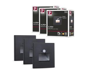 Paulmann 5272 Kit LED encastrés muraux Edge Lot de 3 80x42 mm 3x1,2W 3x25lm 230V 2700K noir mat