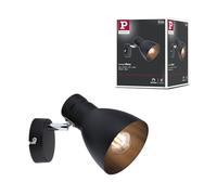 Paulmann 66759 Spotlight Davy à 1 ampoule, max. 20 watts, plafonnier noir, spot de plafond en métal, E27, spot de plafond sans ampoule