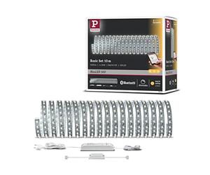 Paulmann 70907 Function MaxLED 500 Kit de base 10m, Bluetooth, 2700K blanc chaud, 53,5W, 230/24V, Argent