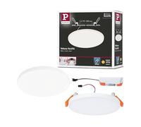 Paulmann 92388 panneau LED spots encastrés Veluna VariFit IP44 Blanc chaud 125 mm rond incl. 1x8,5 watts plafonnier Satin éclairage de plafond plastique éclairage de salon 3000 K