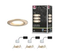 Paulmann 92405 Spot encastré LED Nova Coin IP44 rond 78mm Coin 3x6W 3x470lm 230V 2700K Doré mat