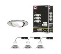 Paulmann 92434 Spot encastré LED Nova Coin rond 84mm 50° RGBW+ 3x6W 3x500lm 230V Acier brossé Alu moulé sous pression