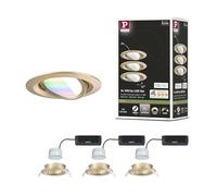 Paulmann 92436 Spot encastré LED Nova Coin rond 84mm 50° RGBW+ 3x6W 3x500lm 230V Doré mat Alu moulé sous pression