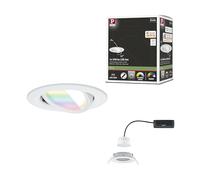 Paulmann 92438 Spot encastré LED Nova Coin rond 84mm 50° RGBW+ 6W 500lm 230V Blanc dépoli Alu moulé sous pression