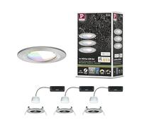 Paulmann 92450 Spot encastré LED Nova Coin IP44 rond 78mm RGBW+ 3x6W 3x500lm 230V Acier brossé Alu moulé sous pression