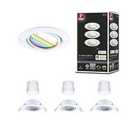Paulmann 92466 Spot encastré LED Base Smart Home Zigbee kit de base orientable rond 230V 3x4,9W 3x420lm gradable 90 mm Blanc Métal RGBW+