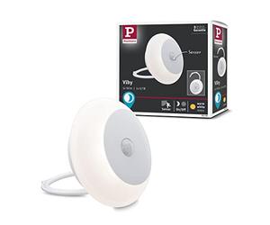 Paulmann 92492 Viby Veilleuse mobile LED ronde 0,7 W avec détecteur de mouvement Blanc Plastique 3000 K Blanc chaud