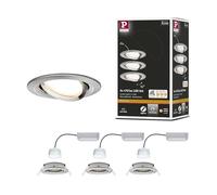 Paulmann 92959 Spot encastré LED Nova Plus Smart Home ZigBee kit rond orientable 3x6W gradable projecteurs enc. Acier brossé spot Alu zinc 2700K