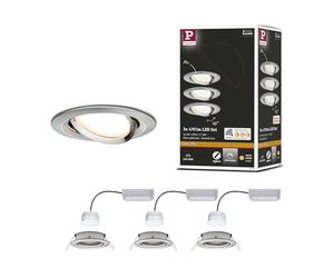 Paulmann 92959 Spot encastré LED Nova Plus Smart Home ZigBee kit rond orientable 3x6W gradable projecteurs enc. Acier brossé spot Alu zinc 2700K
