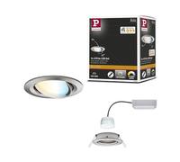 Paulmann 92961 Spot encastré LED Nova Plus Smart Home ZigBee rond orientable 6W Tunable White gradable Acier brossé spot Alu zinc 2700K