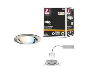 Paulmann 92961 Spot encastré LED Nova Plus Smart Home ZigBee rond orientable 6W Tunable White gradable Acier brossé spot Alu zinc 2700K