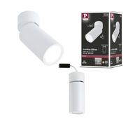 Paulmann 93087 LED Plafonniers Turnal 470lm 3-Step-Dim orientable rond incl. 1x6 Watt dimmable Plafonnier blanc dépoli métal 2700 K Coin